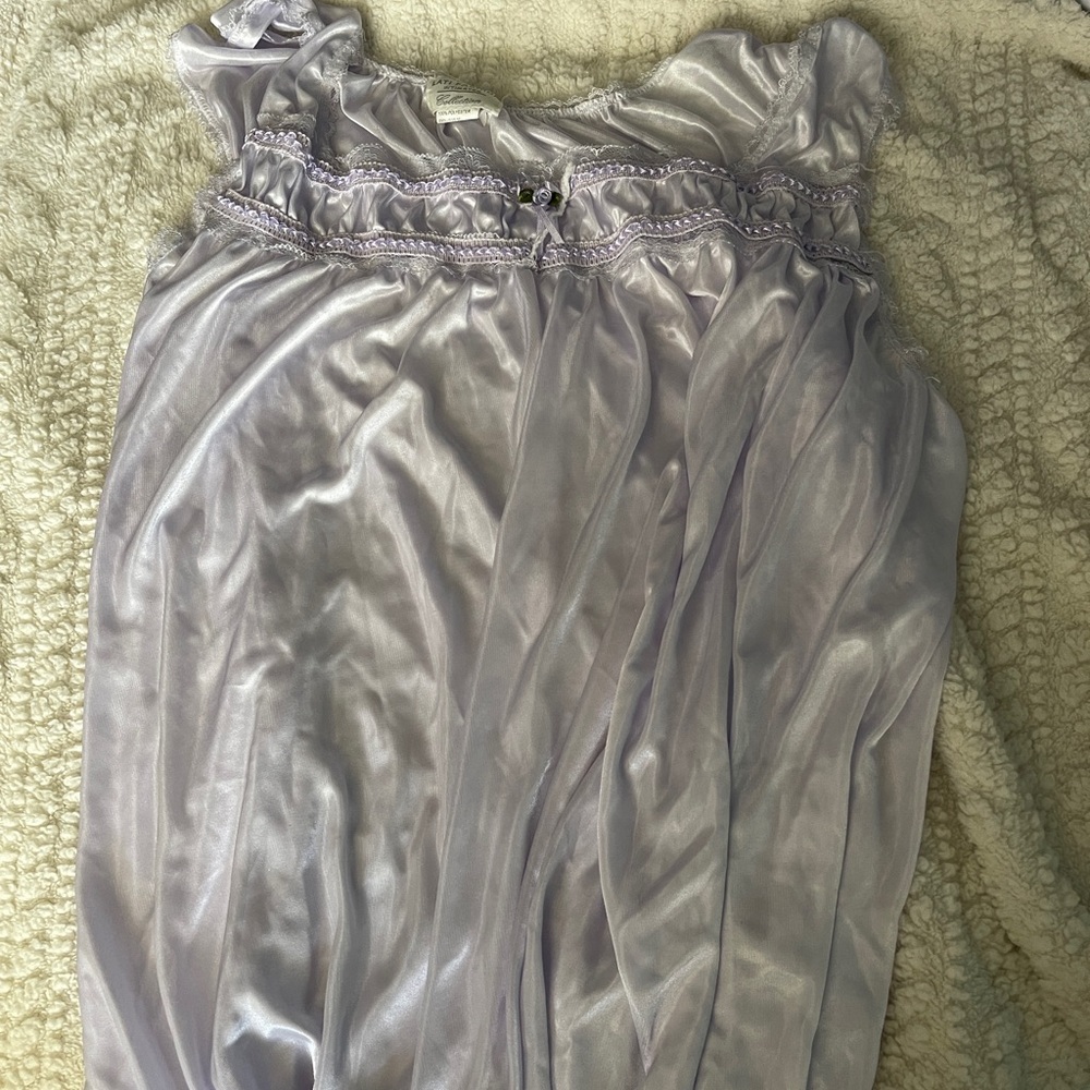Lavender Satin Nightgown Sleeveless Pajama - Women